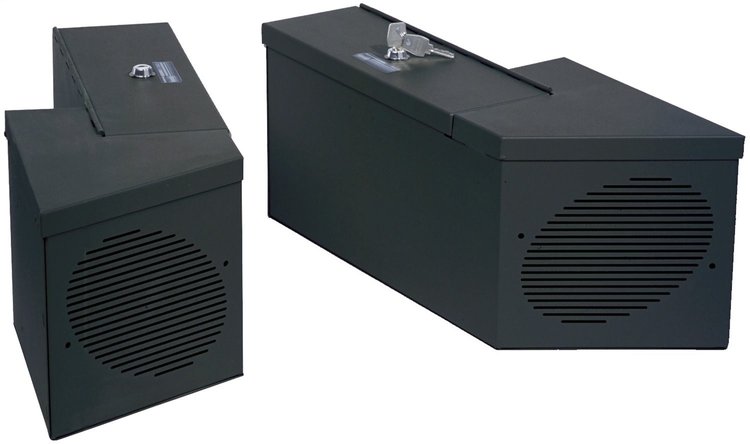 015-01 Security Lockbox Set/Speaker And Storage, Select Jeep Willys CJ/Wrangler, Black, w/ Roll Bar Cutout