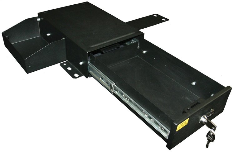 256-01 Underseat Drawer, 1966-1977 Ford Bronco, Black, Front, Passenger Side