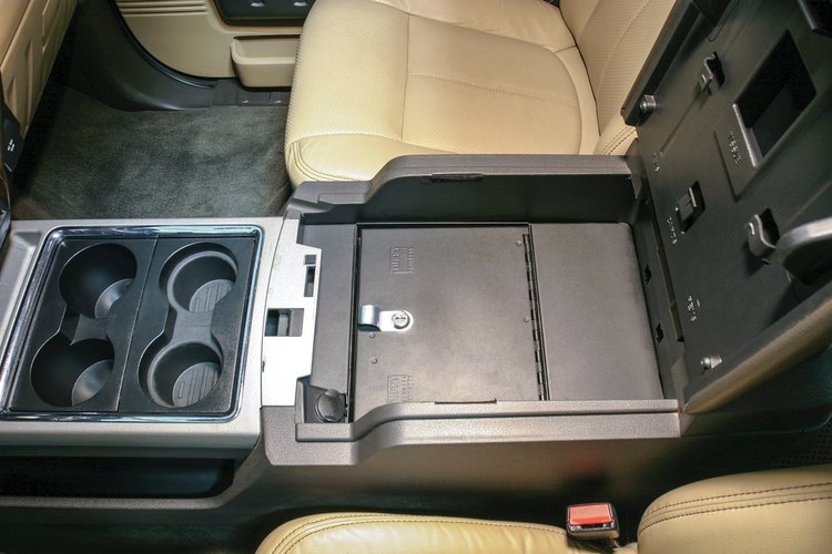 322-01 Security Console Insert, 2011-2016 Ford F-250/F-350/F-450/F-550 Super-Duty, Black, For Use w/Flow Through Center Console