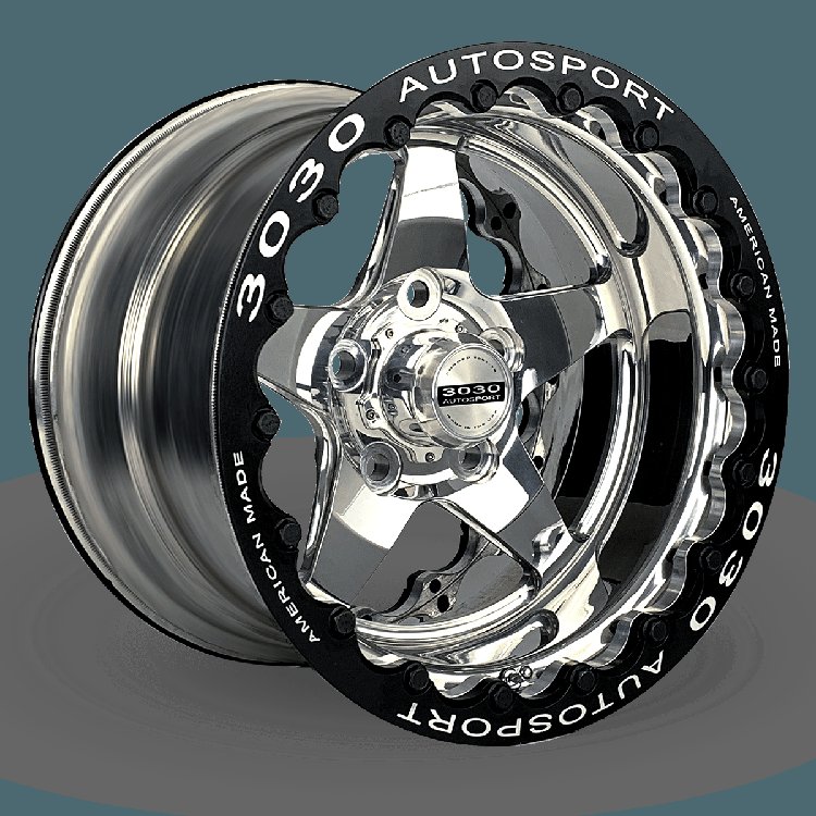 Launch Double-Beadlock Wheel, Size: 15x9", Bolt Pattern: 5x5", Backspace: 4" [Polished]