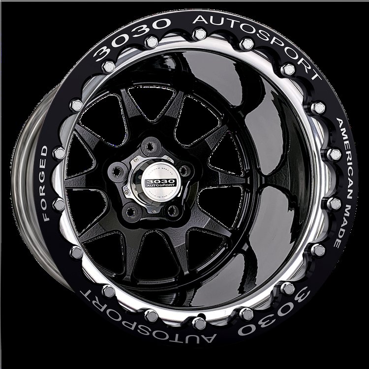 MACH-10 Double-Beadlock Wheel, Size: 15x12", Bolt Pattern: 5x4.75", Backspace: 5" [Black/Polished]