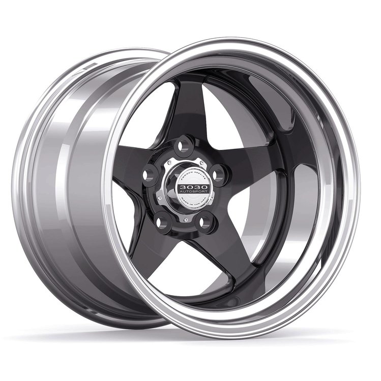 Launch Non-Beadlock Wheel, Size: 15x12", Bolt Pattern: 5x5", Backspace: 6" [Black/Polished]