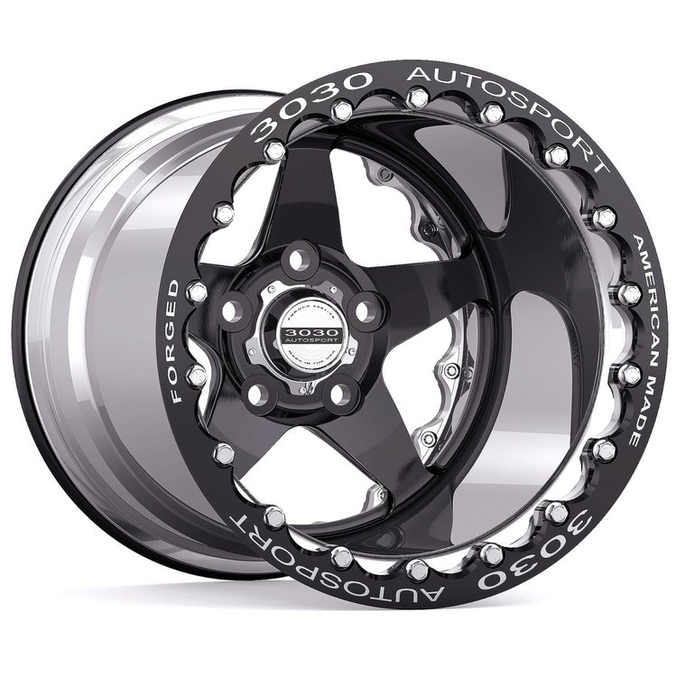 Launch Single-Beadlock Wheel, Size: 15x14", Bolt Pattern: 5x5", Backspace: 7.500" [Black/Polished]
