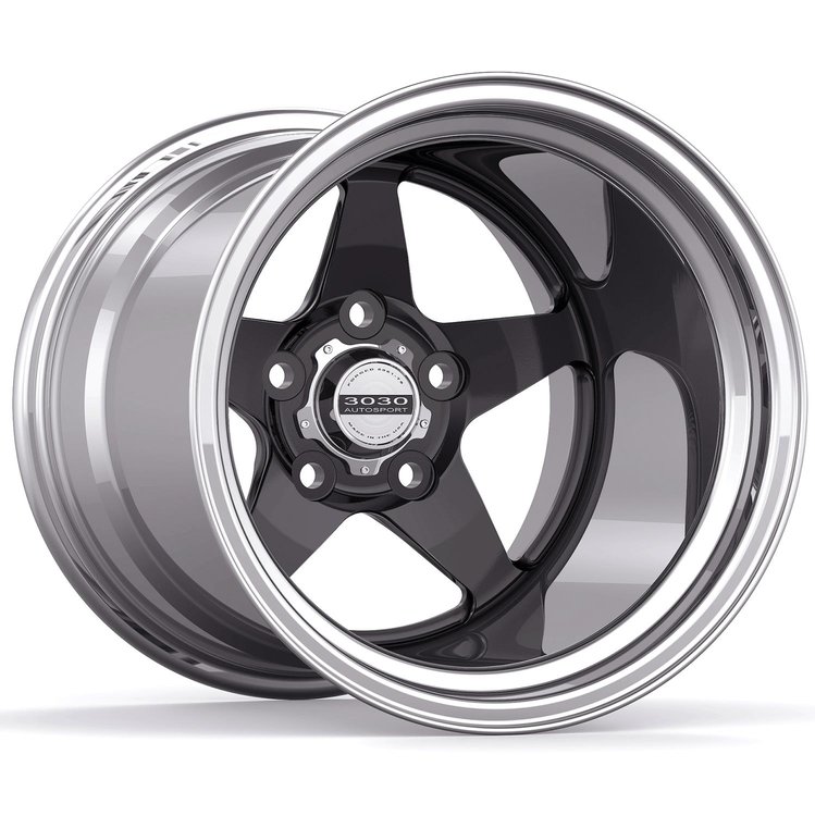 Launch Non-Beadlock Wheel, Size: 15x15", Bolt Pattern: 5x4.75", Backspace: 4" [Black/Polished]