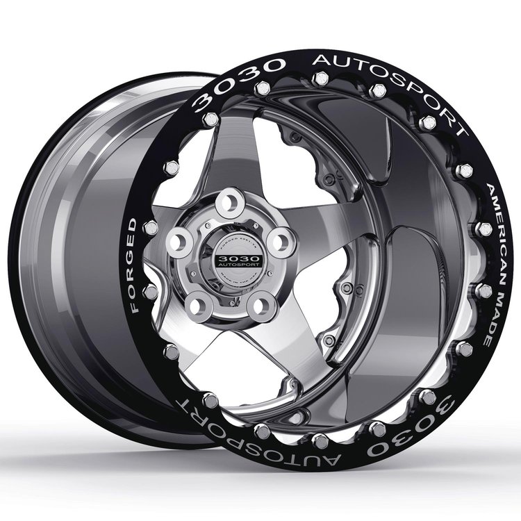 Launch Double-Beadlock Wheel, Size: 15x15", Bolt Pattern: 5x4.75", Backspace: 4" [Polished]