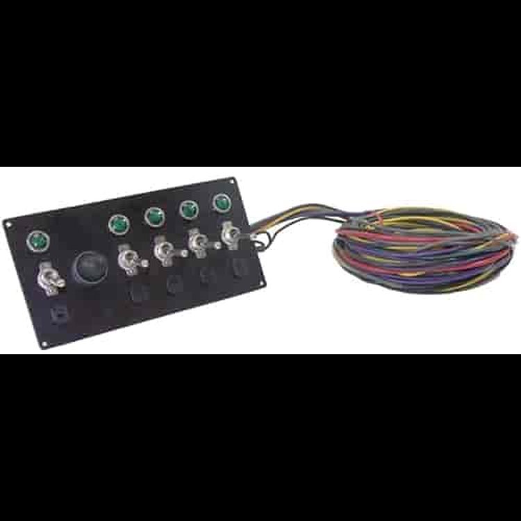 Toggle Switch Panel with Start Button, Harness and (5) Switches - Black