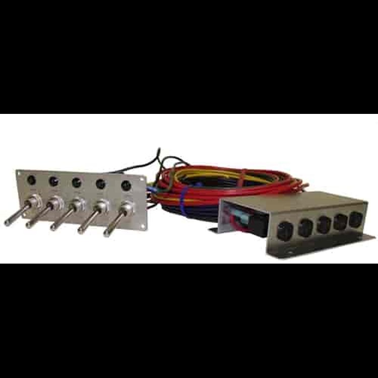 Remote Switch Panel with Harness and (5) Toggle Switches - Aluminum