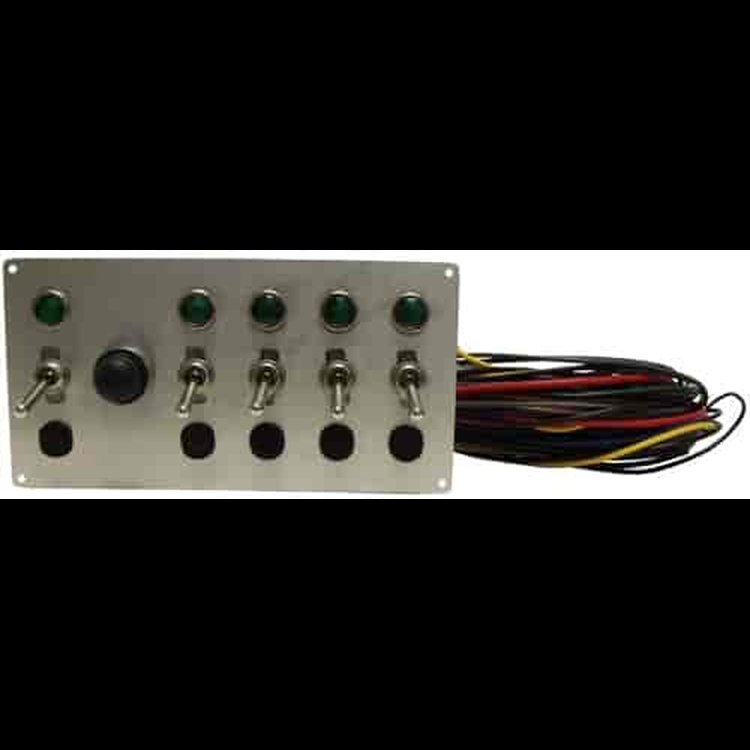 Toggle Switch Panel with Start Button, Harness and (5) Switches - Aluminum
