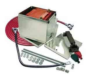 Aluminum Battery Box w/Cables 9.5" L x 8.25" W x 7.75" H