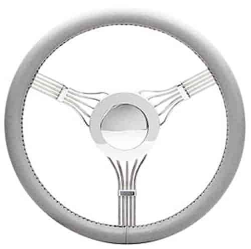 Banjo Steering Wheel Light Gray Leather Wrap