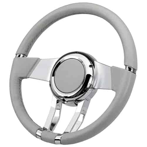 Waterfall Steering Wheel Light Gray Leather Wrap