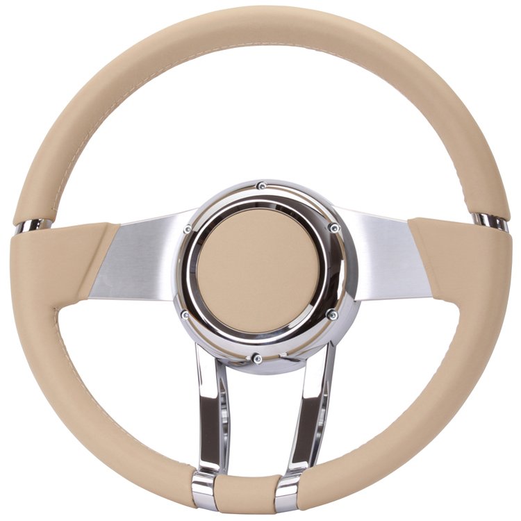 Waterfall Steering Wheel Light Tan Leather Wrap