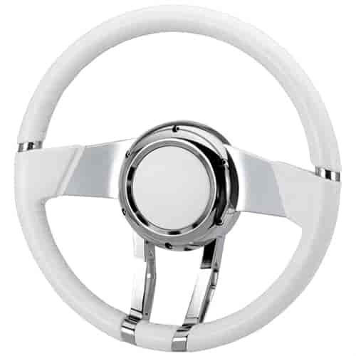 Waterfall Steering Wheel White Leather Wrap