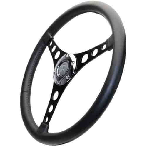 Molded Corvette Steering Wheel Black with Black Powdercoated Center