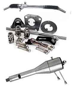 Rack and Pinion Conversion Kit Ford Mustang 1965-70 SB/BB Engines with Headers Column Accepts Aftermarket Wheel