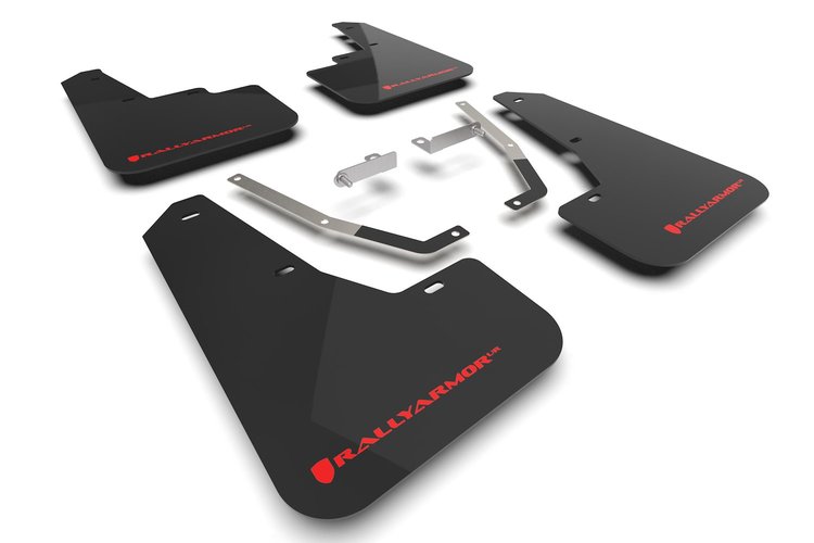 MF106URBLKRD Mud Flap Kit Fits Select Subaru Crosstrek Lift/AT - Red Logo