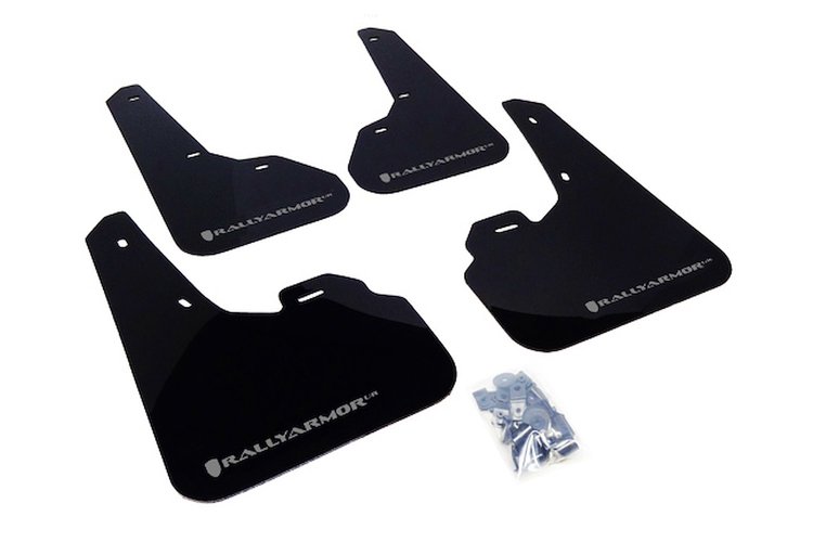 MF17URBLKSIL Mud Flap Kit for 2010-2013 Mazda 3 I, Mazdaspeed, S - Silver Logo