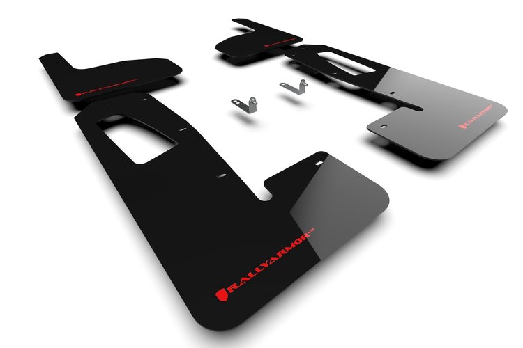 MF18URBLKRD Mud Flap Kit for 2022 Rivian R1T - Red Logo
