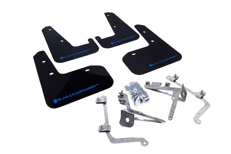 MF19URBLKBL Mud Flap Kit for 2011-2014 Subaru STI Sedan / 2011-2014 Subaru WRX Sedan - Blue Logo