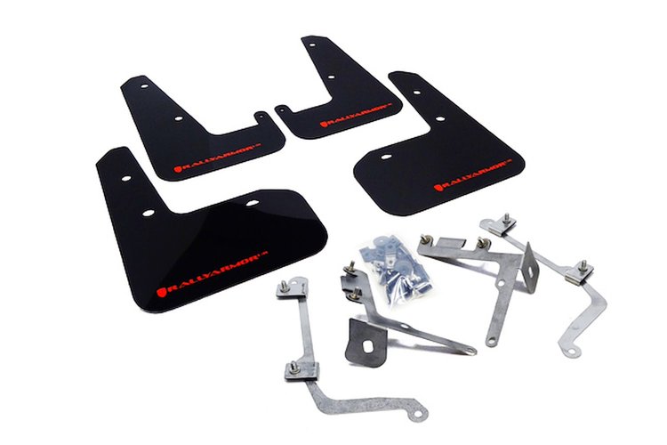 MF19URBLKRD Mud Flap Kit for 2011-2014 Subaru STI Sedan / 2011-2014 Subaru WRX Sedan - Red Logo