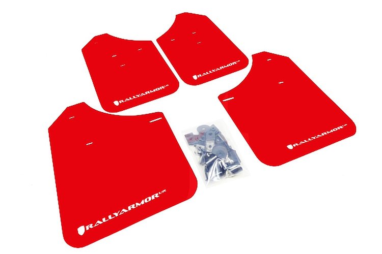 MF1URRDWH Mud Flap Kit for 2002-2007 Subaru Impreza WRX/STI / 2002-2007 Subaru Impreza RS/2.5i - Red Mud Flap/White Logo