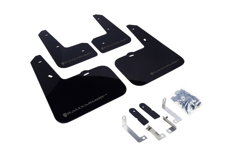 MF24URBLKGRY Mud Flap Kit for 2012-2018 Hyundai Veloster Base, Turbo - Grey Logo