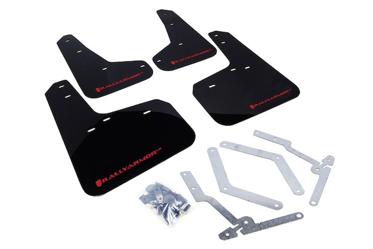 MF27URBLKRD Mud Flap Kit for 2013-2019 Ford Focus SE, Titanium, ST, RS - Red Logo