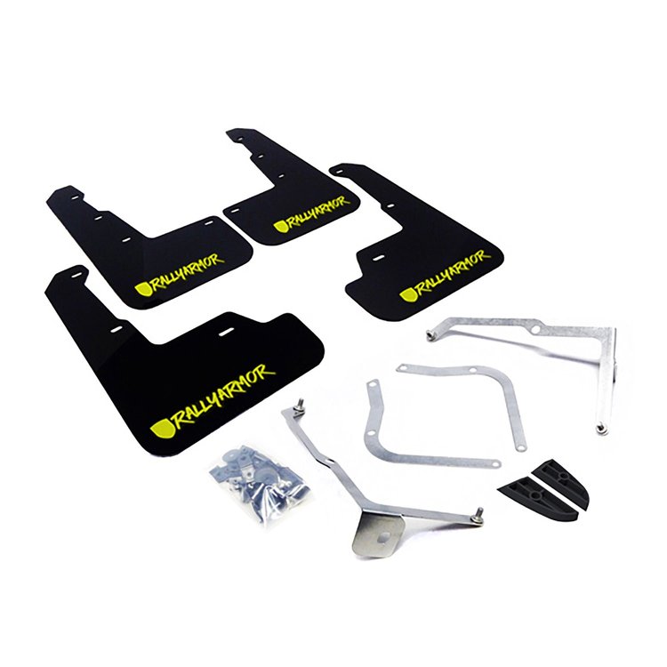 MF32URBLKCGX Mud Flap Kit for 2015-2019 Subaru WRX Sedan / 2015-2019 Subaru STI Sedan - Altered Font Green Logo