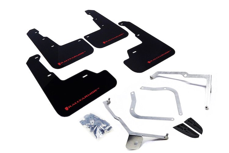 MF32URBLKRD Mud Flap Kit for 2015-2019 Subaru WRX Sedan / 2015-2019 Subaru STI Sedan - Red Logo