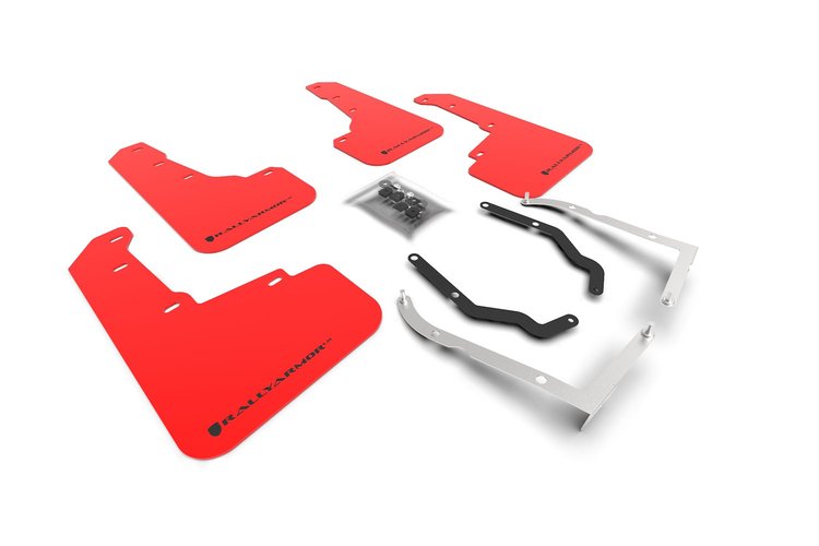 MF46LTURRDBL Mud Flap Kit for 2018-2019 Subaru Crosstrek Limited, Premium, Sport - Red Mud Flap/Black Logo