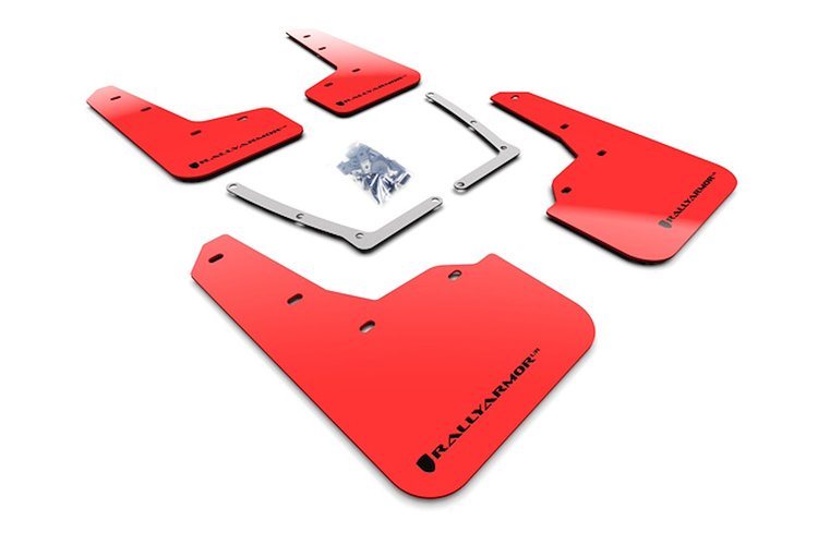 MF50URRDBLK Mud Flap Kit for 2016-2020 Honda Civic Sedan, Coupe - Red Mud Flap/Black Logo