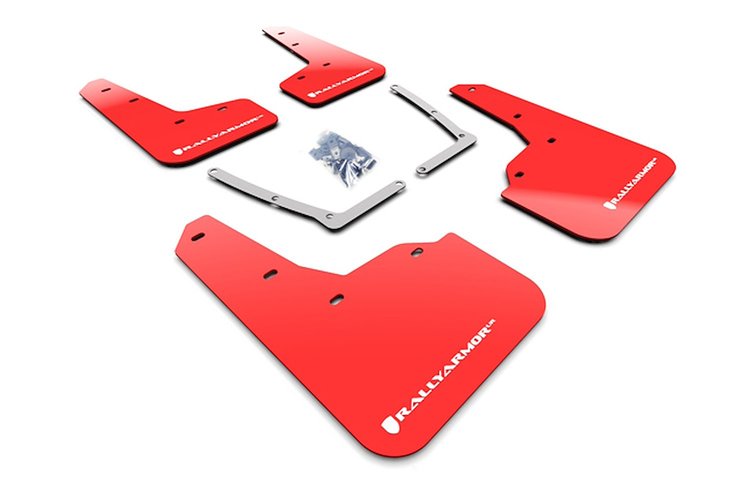 MF50URRDWH Mud Flap Kit for 2016-2020 Honda Civic Sedan, Coupe - Red Mud Flap/White Logo