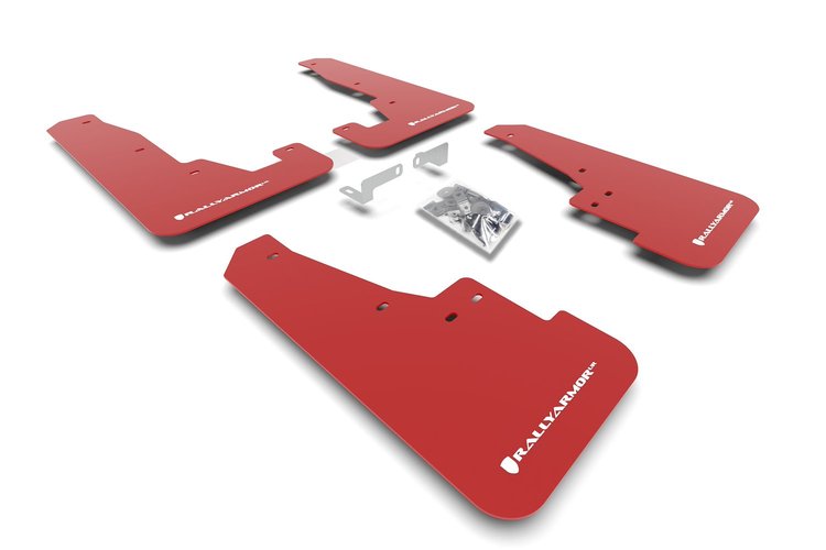 MF55URRDWH Mud Flap Kit for 2016-22 Dodge Durango GT/RT/SRT/SXT - Red Mud Flap/White Logo