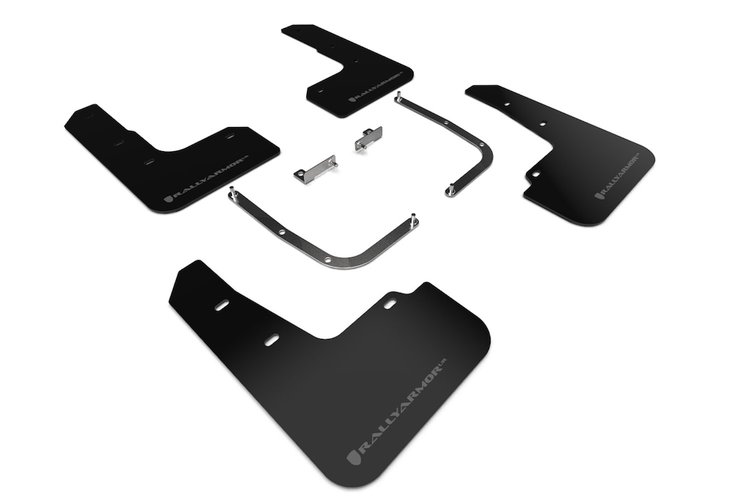 MF58URBLKDGR Mud Flap Kit Fits Select Hyundai Veloster Veloster Turbo, 2.0 R-Spec - Dark Grey Logo