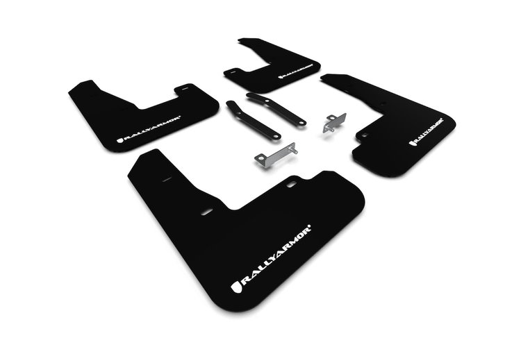 MF59URBLKWH Mud Flap Kit Fits Select Hyundai Elantra Elantra GT N-line, i30 N - White Logo