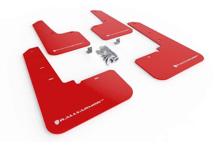 MF66URRDWH Mud Flap Kit Fits Select Subaru Outback - Red Mud Flap/White Logo
