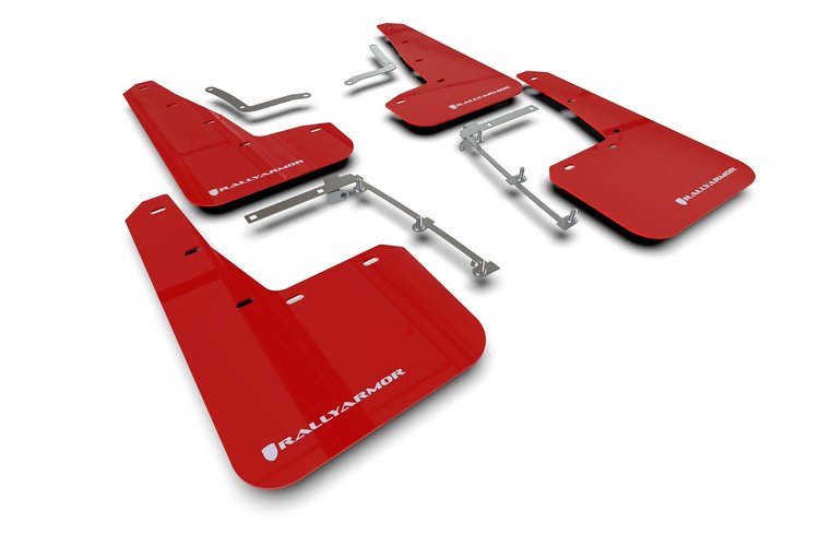 MF74URRDWH Mud Flap Kit for 2020-22 Toyota GR Yaris Hatch - Red Mud Flap/White Logo