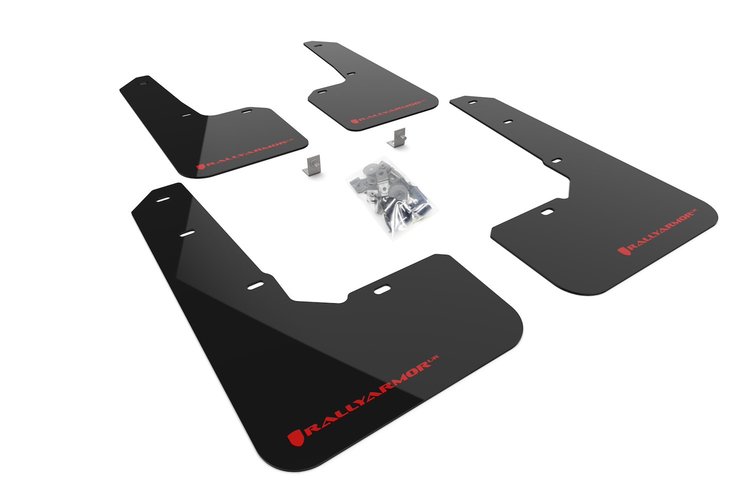 MF76URBLKRD Mud Flap Kit Fits Select Subaru Outback Wilderness - Red Logo