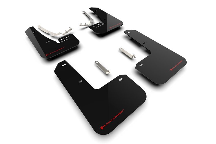 MF80URBLKRD Mud Flap Kit for 2022 VW MK8 Golf GTI & R - Red Logo