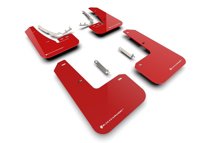 MF80URRDWH Mud Flap Kit for   2022 VW MK8 Golf GTI & R  - Red Mud Flap/White Logo