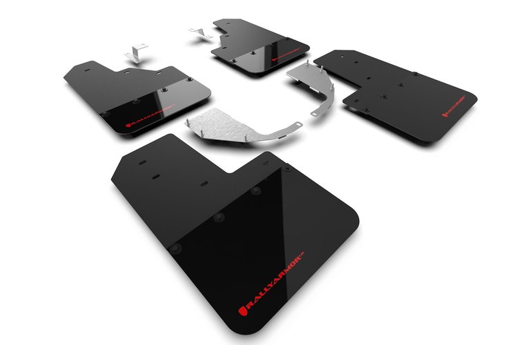 MF85NOSTRD Mud Flap Kit Fits Select Ford Bronco with Steel Rear Bumper, No Rock Rails, and No Running Boards  - Red Logo