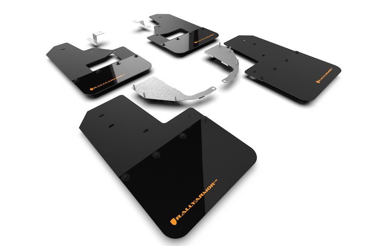 MF85RBSTCOR Mud Flap Kit Fits Select Ford Bronco with Factory Running Boards and Steel Rear Bumper - Cy Orange Logo