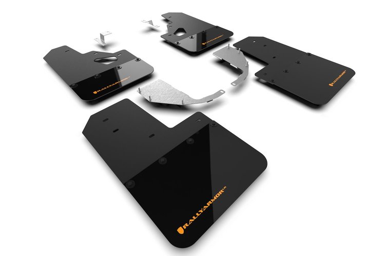 MF85RRSTCOR Mud Flap Kit Fits Select Ford Bronco with Factory Rock Rails and Steel Rear Bumper  - Cy Orange Logo