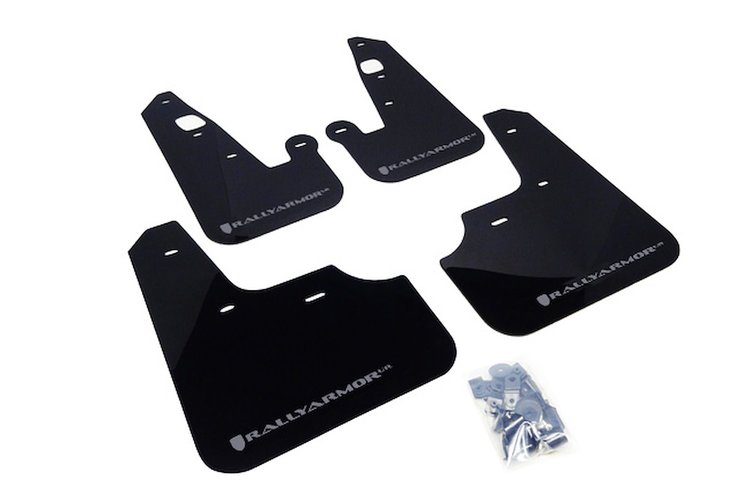 MF8URBLKSIL Mud Flap Kit for 2007-2017 Mitsubishi Lancer DE/ES/GTS/SE/Ralliart Sedan - Silver Logo
