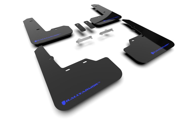 MF92URBLKBL Mud Flap Kit Fits Select Subaru WRX - Blue Logo