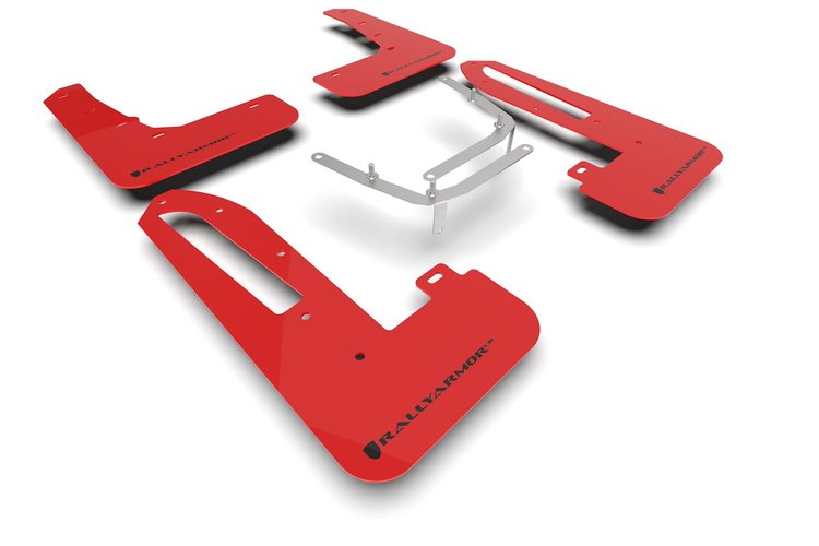 MF97URRDBLK Mud Flap Kit Fits Select Honda Civic Type R - Red Mud Flap/Black Logo