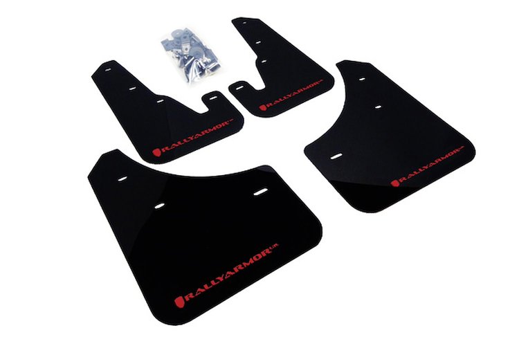 MF9URBLKRD Mud Flap Kit for 2004-2009 Mazda 3 I/Mazdaspeed/S - Red logo