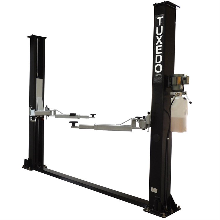 Light-Duty 2-Post Symmetrical Automotive Lift with 9,000 lbs. Lifting Capacity with Open Top Design
