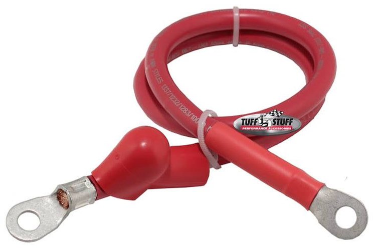 754424 Heavy-Duty Charge Wire w/Boot 4-Gauge Red [24 in. Long]