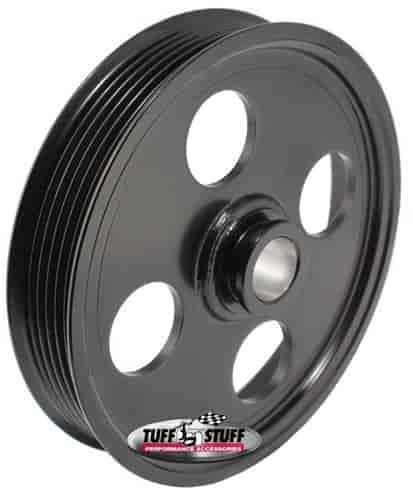 Press-on 6-Groove Serpentine Power Steering Pulley Fits 6170/6175 Type II Pumps - Stealth Black
